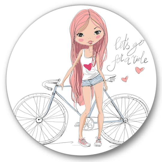 Designart - Young Girl With Bicycle
